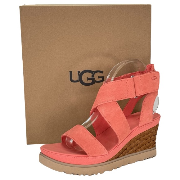 UGG Ileana Pink Suede Leather Womens Platform Sandals Size 10M - Picture 13 of 13